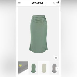 OGLMOVE Ruched Side Mermaid Midi Skirt